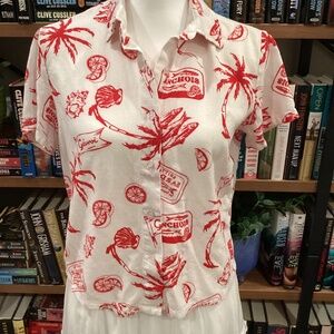 Angel Kiss Red White Beach Shirt XS